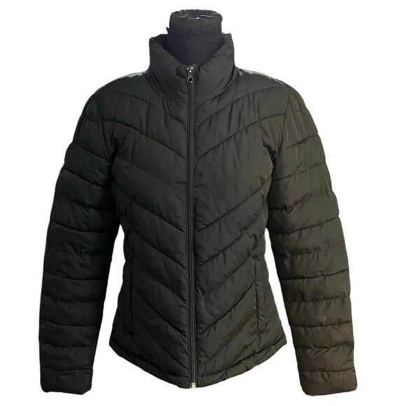 GAP Black Zip Front High Neck Puffer Jacket Size M - Picture 1 of 10